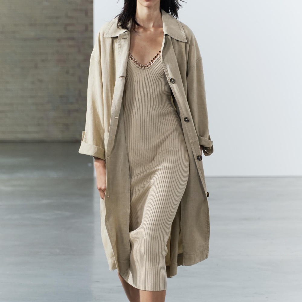 NWT ZARA ZARA OVERSIZED WASHED TRENCH ZW COLLECTION XS-S